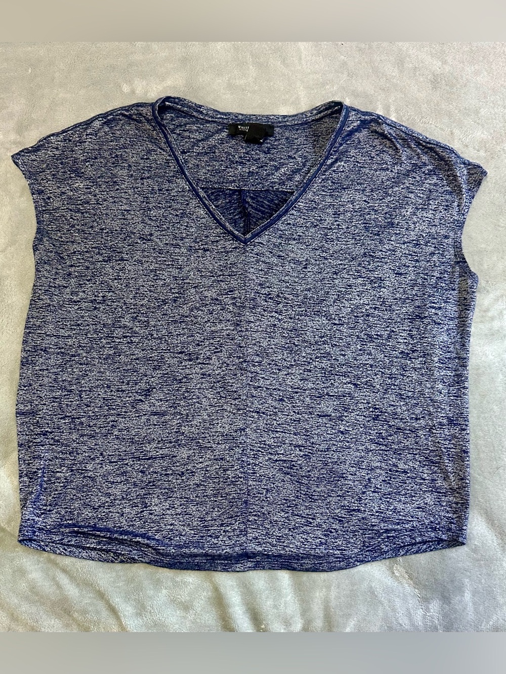 WHBM V-Neck Heathered Blue Women's Top SMALL